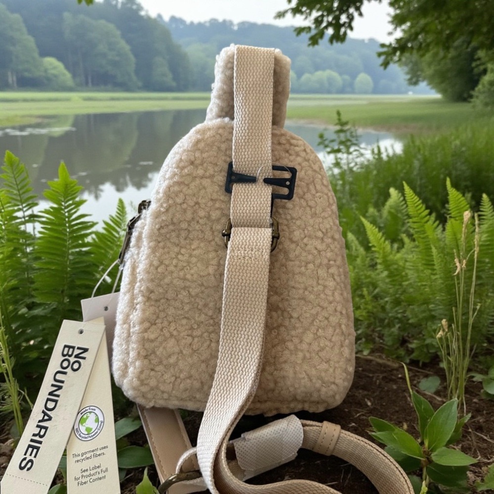 No Boundaries Soft Faux Sherpa‎ Sling Backpack Eco Friendly New